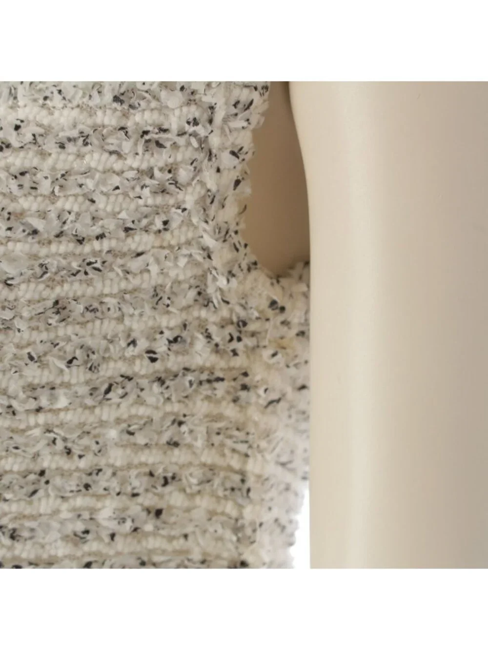 Chanel Tweed CC Logo Pearl Clear Button Sleeveless Fitted Dress White 36